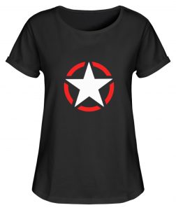SpreeRocker White + Red Star - Damen RollUp Shirt-16