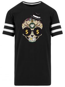 SpreeRocker Dollar Skull - Striped Long Shirt-16
