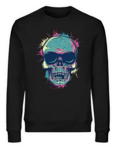 SpreeRocker Neon Skull - Unisex Organic Sweatshirt-16