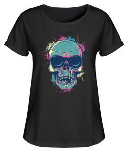 SpreeRocker Neon Skull - Damen RollUp Shirt-16
