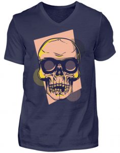 SpreeRocker Orange Skull - Herren V-Neck Shirt-198