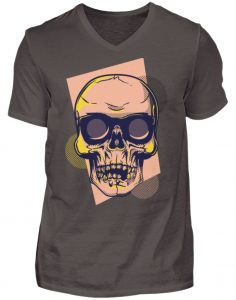 SpreeRocker Orange Skull - Herren V-Neck Shirt-2618