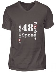 SpreeRocker Forty Eight weiss - Herren V-Neck Shirt-2618