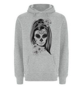 SpreeRocker Black White Skull - Unisex Premium Kapuzenpullover-6807