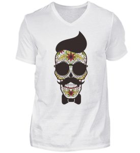SpreeRocker Sunglasses Skull - Herren V-Neck Shirt-3