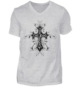 SpreeRocker - Black Cross - Herren V-Neck Shirt-236