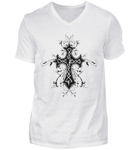 SpreeRocker - Black Cross - Herren V-Neck Shirt-3