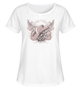 SpreeRocker Rose Skull - Damen RollUp Shirt-3