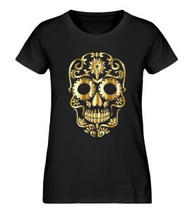 SpreeRocker® - Golden Skull 1 - Damen Premium Organic Shirt-16
