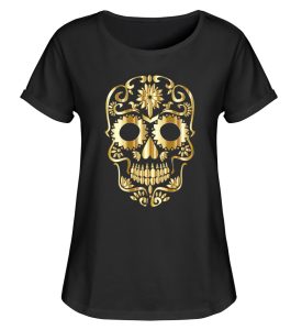 SpreeRocker® - Golden Skull 1 - Damen RollUp Shirt-16