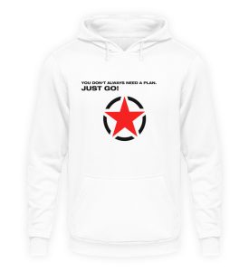 JUST GO1 Black Red Star - Unisex Kapuzenpullover Hoodie-1478
